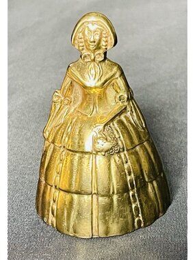 Vintage Antique Brass Victorian Lady Figurine Bell Flower Bouquet No Clapper